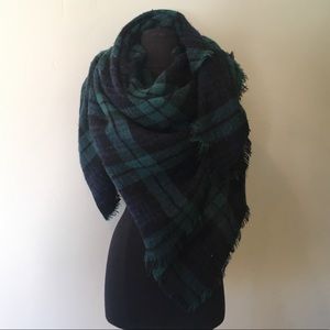 Super Soft Green Tartan Scarf
